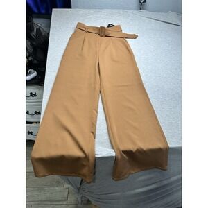 NWT Boohoo Wide Leg Belted Trouser Camel‎ 6